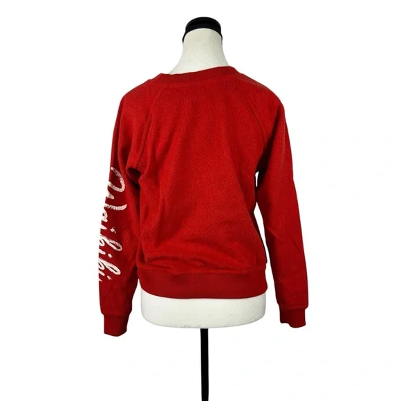 Faherty XS Red Graphic Ski Waikiki Sweatshirt Pullover Crewneck Cotton Blend - Picture 5 of 11